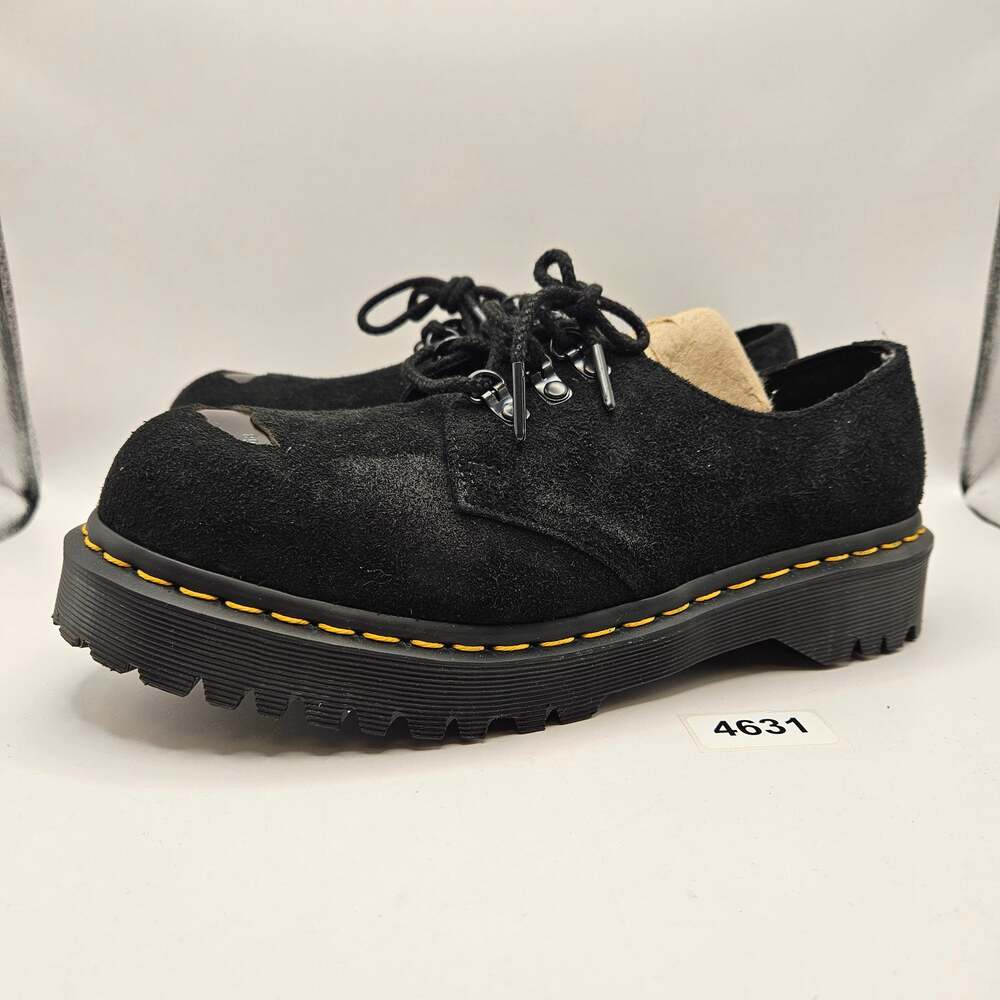 DR MARTENS MEN'S 8 BLACK BEX EXPOSED ST STEEL TOE 1461 OXFORD SHOES SUEDE